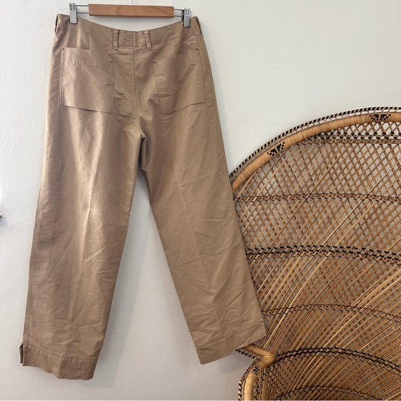 Horny Toad (Toad and Co) tan khaki cotton blend wide leg pants Size 10 - Picture 2 of 13
